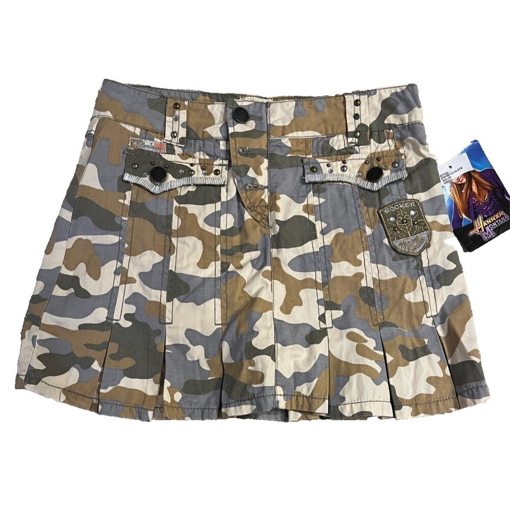 NWT Vintage Girls Size 12 Hannah Montana Camo Glitter Skirt Skort Rock Star NEW